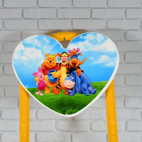 Heart Shape Kids Chair Cartoon Printed Foldable Kids / Children Folding Chair for Playrooms, Schools, Daycares, and Home. Metal and Fibre Body Picnic Beach Camping Chair (1 Pc) - jugaad.shop