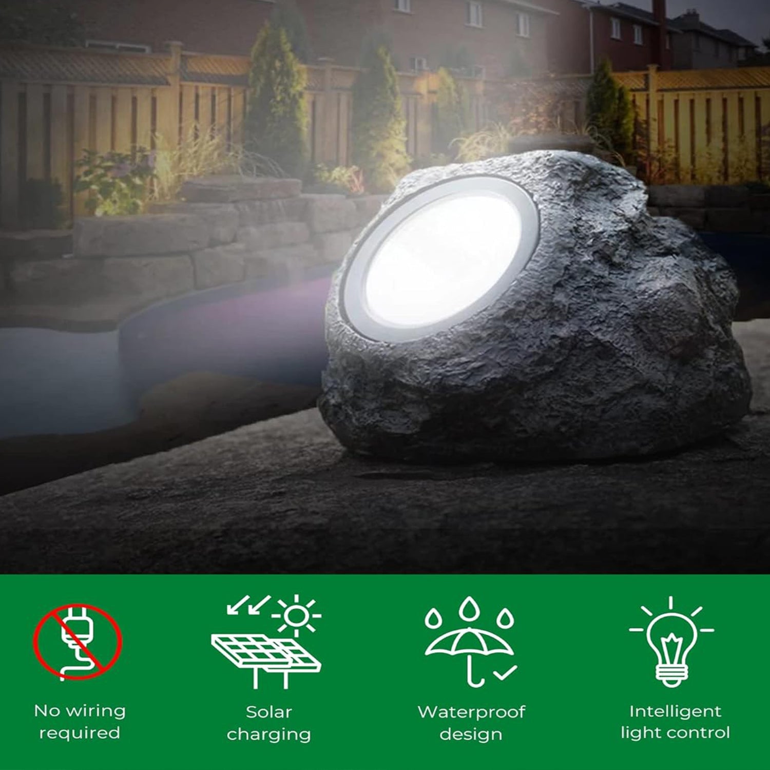 Solar Powered LED Rock Light Solar Powered LED Spotlight Faux Stone for Pathway Landscape Garden Outdoor Patio Yard (1 Pc) - jugaad.shop