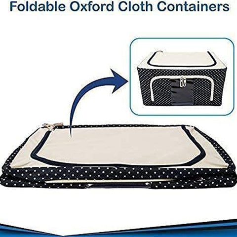 Foldable Steel Frame Clothes Living Storage Organizer Handled Bag Box for Large Size Bedding, Blankets, Women Saree, Toys & Cloth Storage Box / Bag (66 Liter) - jugaad.shop