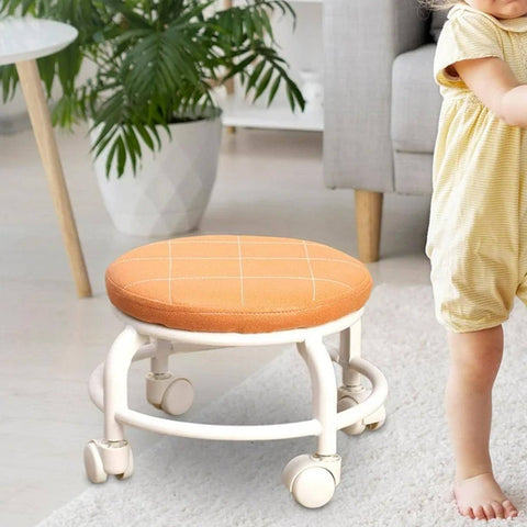 Roller Seat Stool Low Height Rolling Stool Multifunctional Small Household Movable Mini Stool Pulley Wheel Stool for Garage Home Library (1 Pc) - jugaad.shop