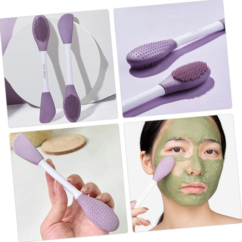 Double-headed Silicone Mask Brush Face Cleansing and Applying Mud Mask Beauty Salon Special Brush Smear Tool Facial Scrub Silicone Wash Scrubber Face Tools (1 Pc) - jugaad.shop