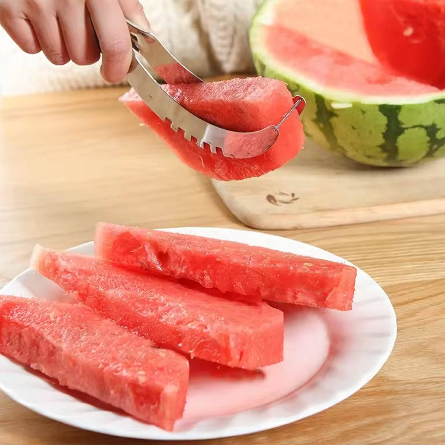 3in1 Stainless Steel Watermelon Cantaloupe Slicer Knife, Corer Fruit, Vegetable Tools Kitchen (1 Pc) - jugaad.shop