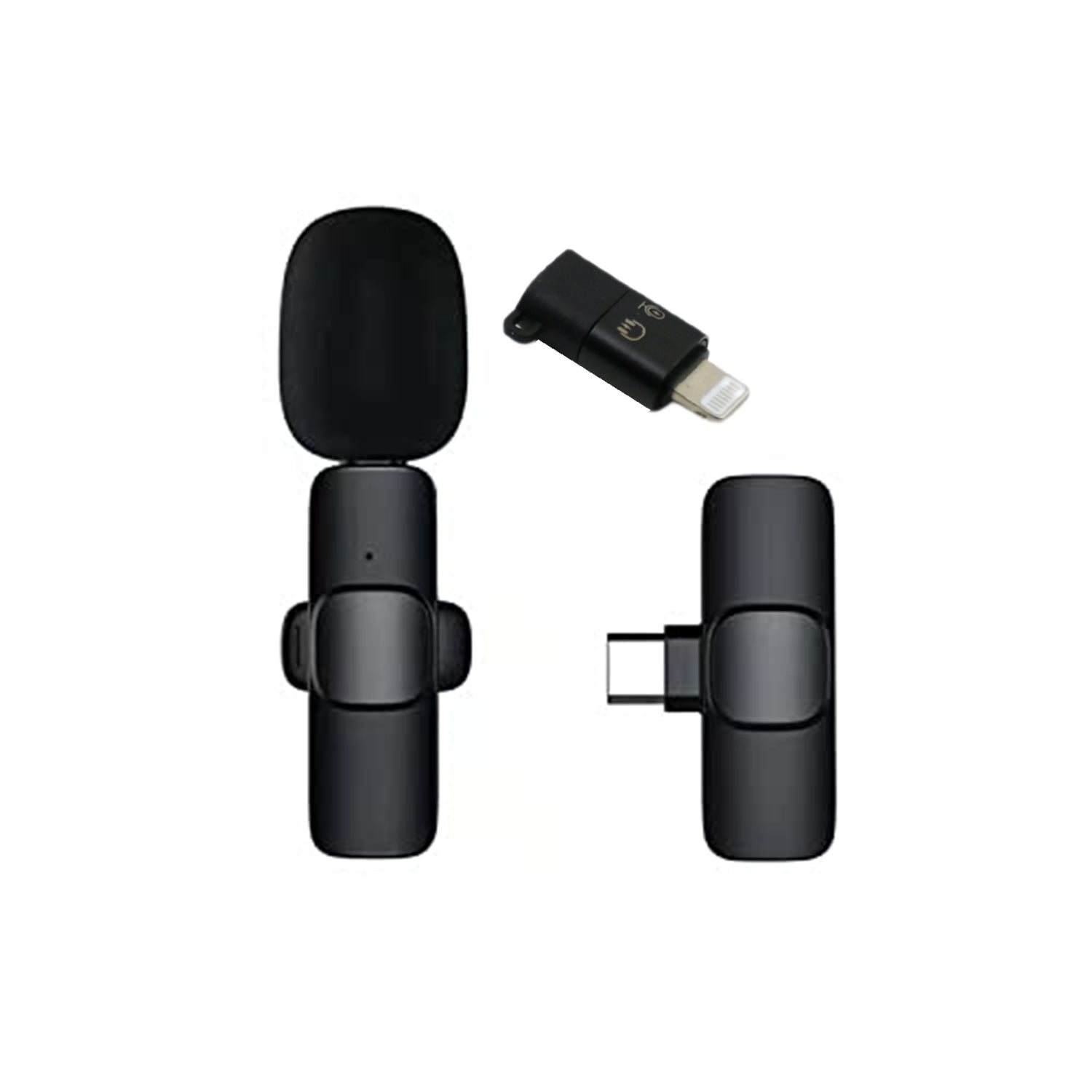 Intelligent Noise Cancelling Live Streaming Clip on Microphone for Type-C & for iPhone with Charging Mini Wireless Lapel Collar Microphone - jugaad.shop