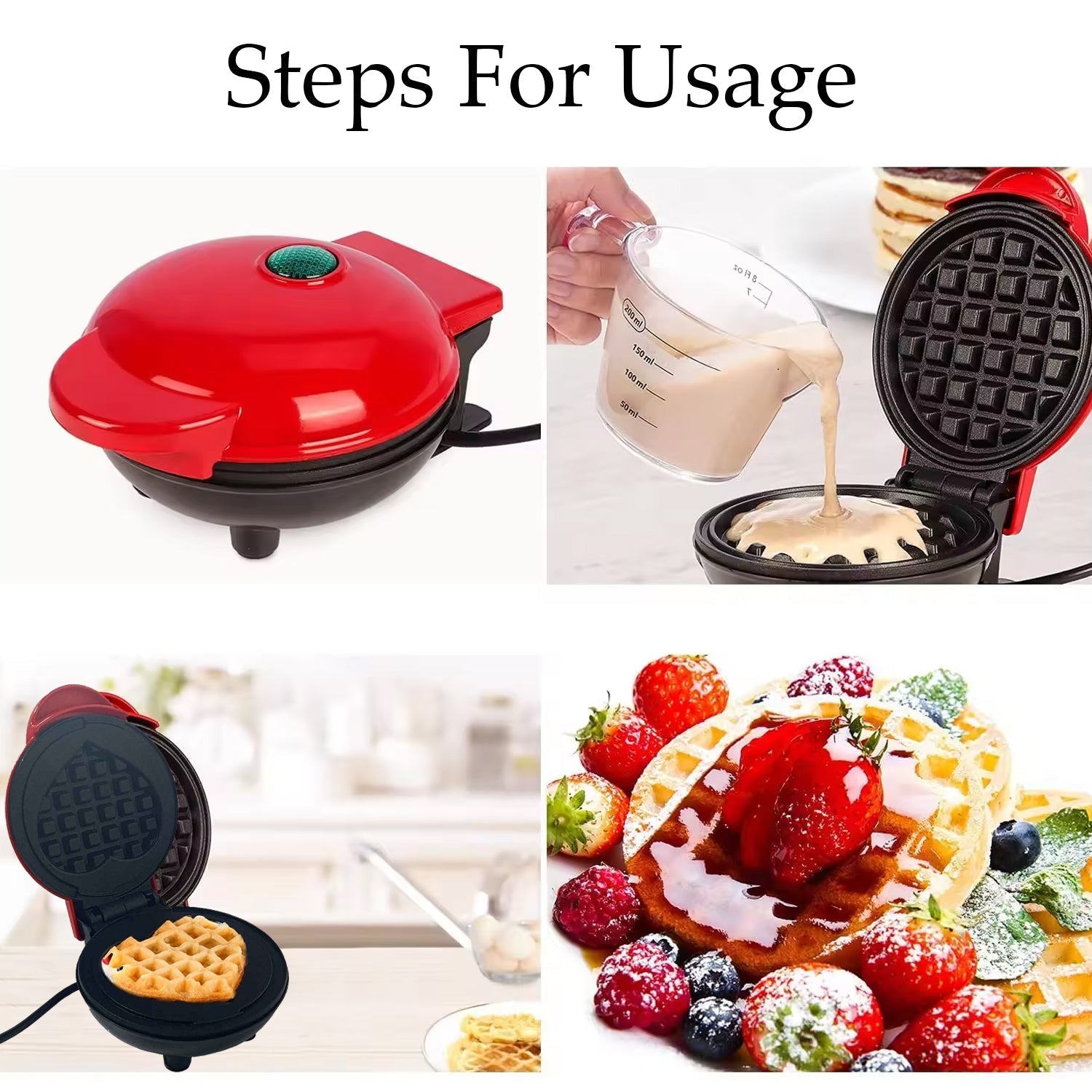 Mini Waffle Maker Machine Waffle Iron Home Appliances Kitchen Gift Easy To Clean, On-Stick Surfaces, Perfect Breakfast, Dessert, Sandwich, Pan Cakes, Paninis / Other Snacks Machine - jugaad.shop