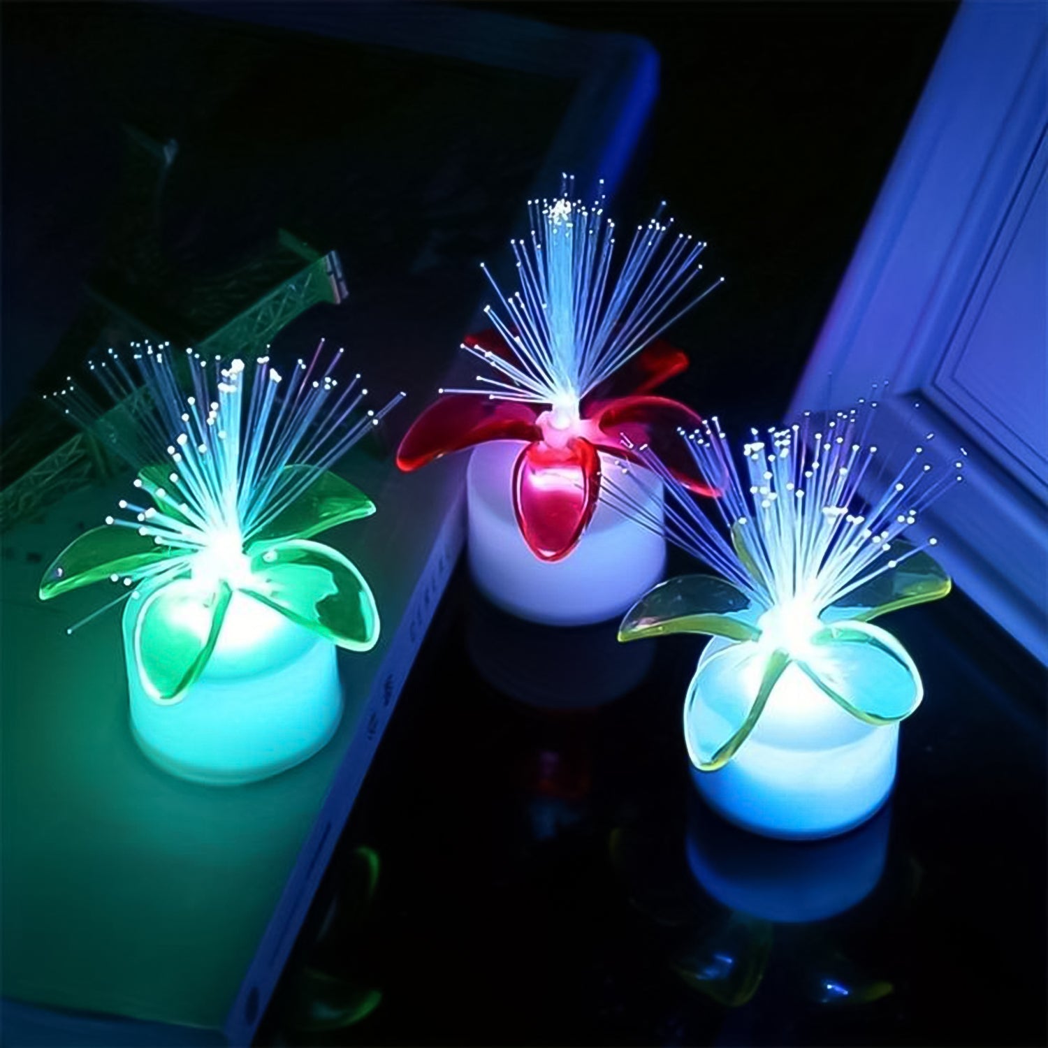 Fiber Optic Light, Mini Color Change LED Table Centerpieces, Light Up Candle - Pack of 12 - jugaad.shop