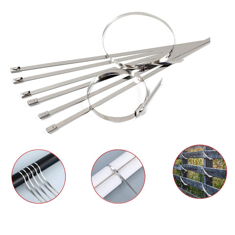 Stainless Steel Cable TIE Used for Solar, Industrial and Home Improvement Multipurpose HIGH Strength, Self-Locking Zip Ties, Multi-purpose Tie, Portable Rustproof 100Pcs Wide Application Zip Tie Set for Building (4.6x100MM /  100 pcs Set) - jugaad.shop