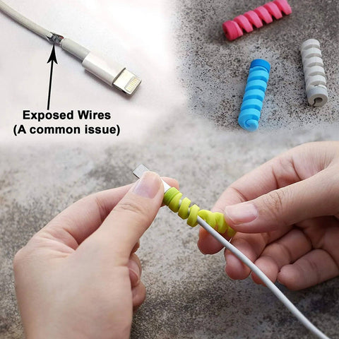 Spiral Charger Cable Protector Data Cable Saver Charging Cords Protective for All Universal Earphone & Cable Cover (Pack of 10) - jugaad.shop