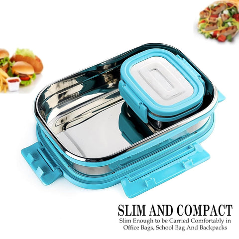 Premium Stainless Steel Lunch Box for Kid, 2 Containers Lunch Box, Perfect Size Meal Lunch Box Set for Office, School and Travelling Tiffin Box  (1000 ML+ 200 ML Approx) - jugaad.shop