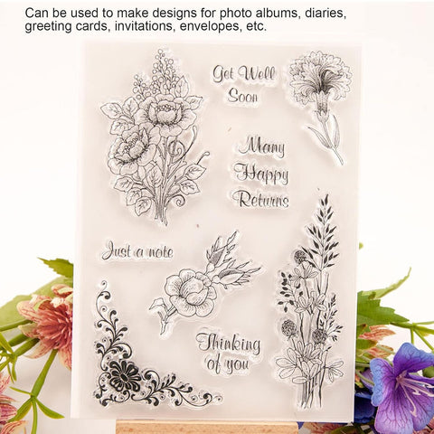 Reusable Rubber Stamp, TPR Stamp DIY Accessories Good Stamping Effect DIY Transparent Stamp Stick Repeatedly for Envelope for Diary for Invitation Letter, Photo Album Decoration for Paper Crafts (Mix Design / 1 Set) - jugaad.shop