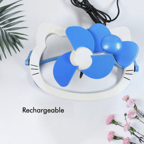 HELLO KITTY CARTOON FAN CUTE BRIGHT COLOR DESKTOP OFFICE USB MINI FAN PERSONAL DESKTOP FAN (Battery Not Include) - jugaad.shop