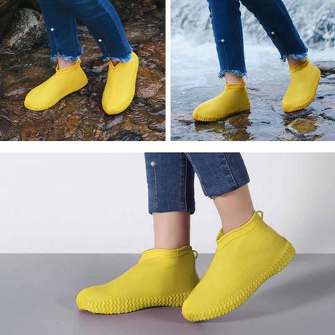 Non-Slip Silicone Rain Reusable Anti skid Waterproof Fordable Boot Shoe Cover (Extra Large Size (XL)/ 1 Pair / Yellow) - jugaad.shop