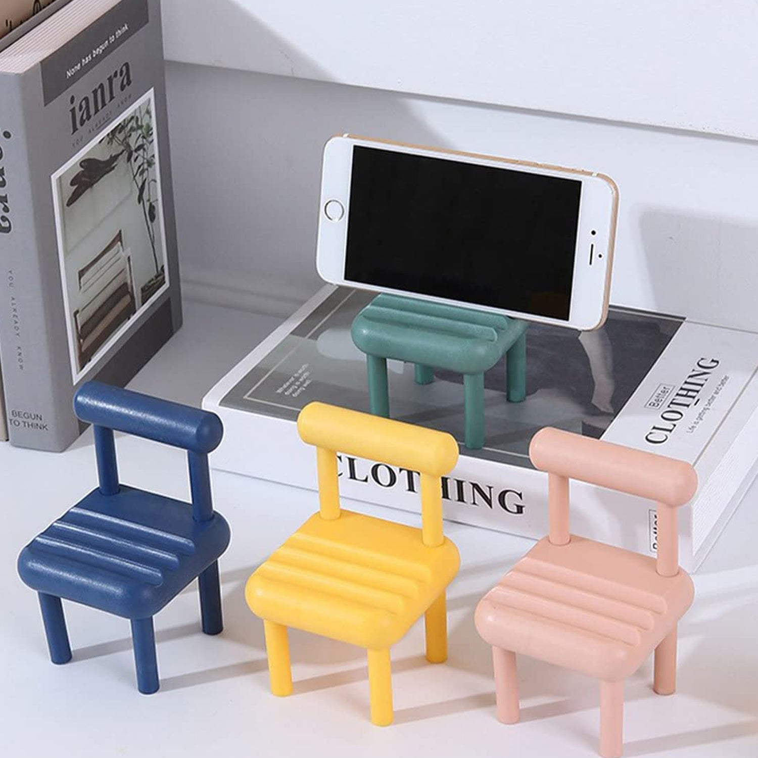 Mobile Phone Holder, Mini Chair Cell Phone Stand, Portable Smartphone Dock, Cellphone Holder for Desktop Design Compatible with All Mobile Phones (1 Pc) - jugaad.shop