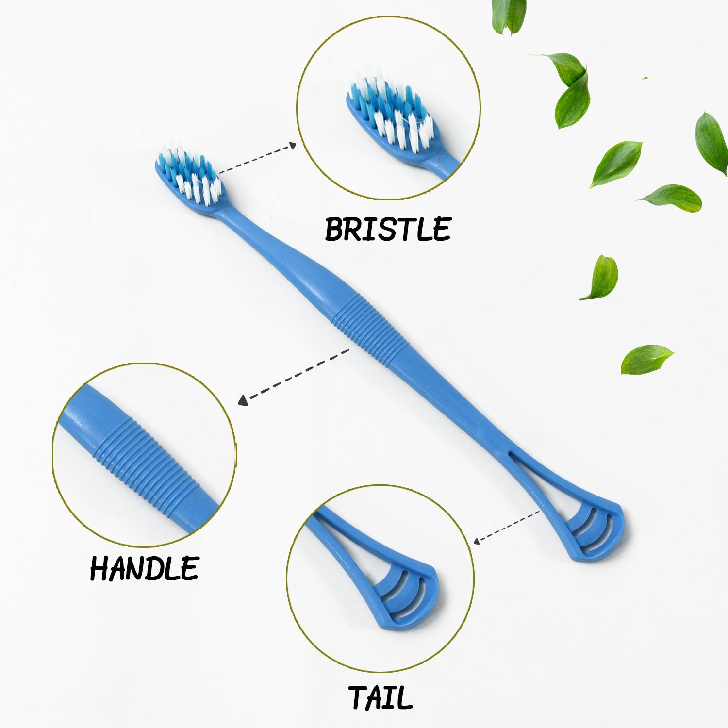 2-in-1 Tooth Brush with Tongue Scraper, Soft Bristle & Long Handle (8Pcs) Soft Toothbrush - jugaad.shop