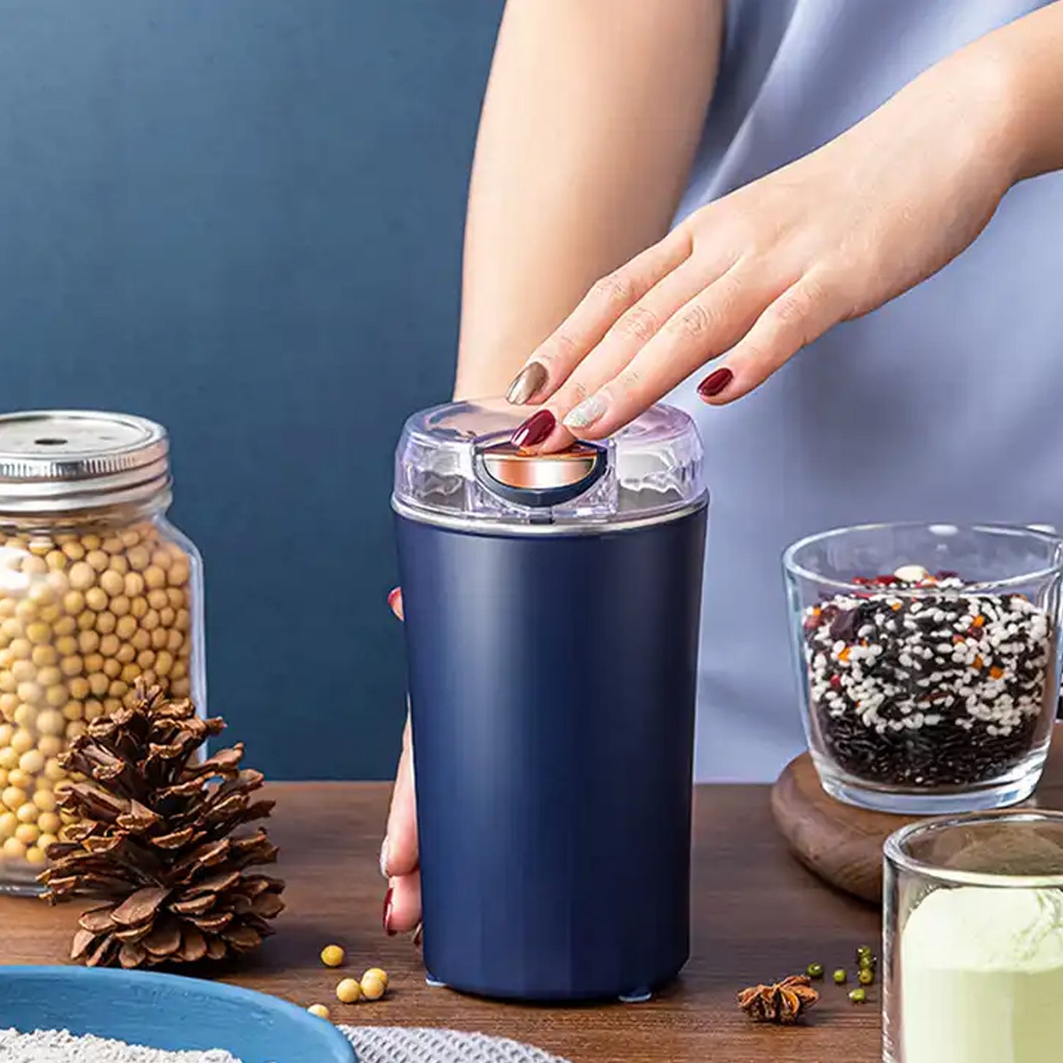 Mini Mixer, Small Blander, Power full Mini Grinder, Electric Coffee Bean Grinder Grinder Machine Portable Grinder for Home and Office. (4 Blade Grinder ) - jugaad.shop