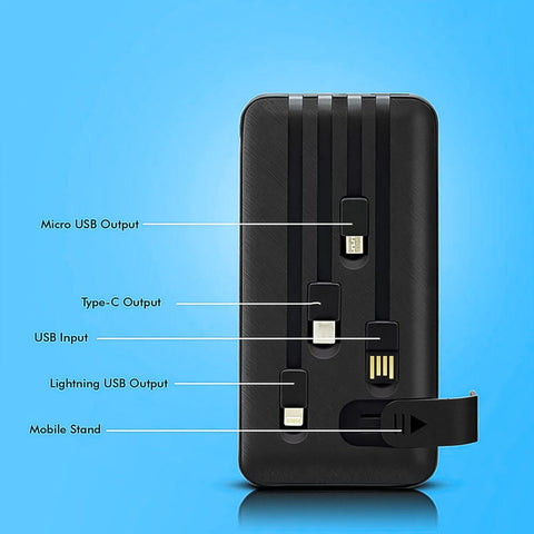 10000mAh, 12W Fast Charging Power Bank with built 4 in 1 USB with Mobile Holder (1 Pc) - jugaad.shop