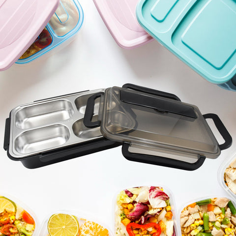 4 Compartment Insulated Lunch Box Stainless Steel |Tiffin Box for Boys, Girls, School & Office Men for Microwave & Dishwasher & Freezer Safe Adult Children Food Container (1 Pc) - jugaad.shop