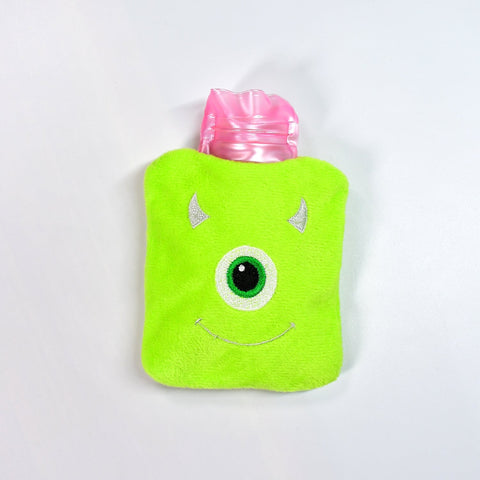 Green One-Eyed Monster Print Small Hot Water Bag with Cover for Pain Relief - jugaad.shop