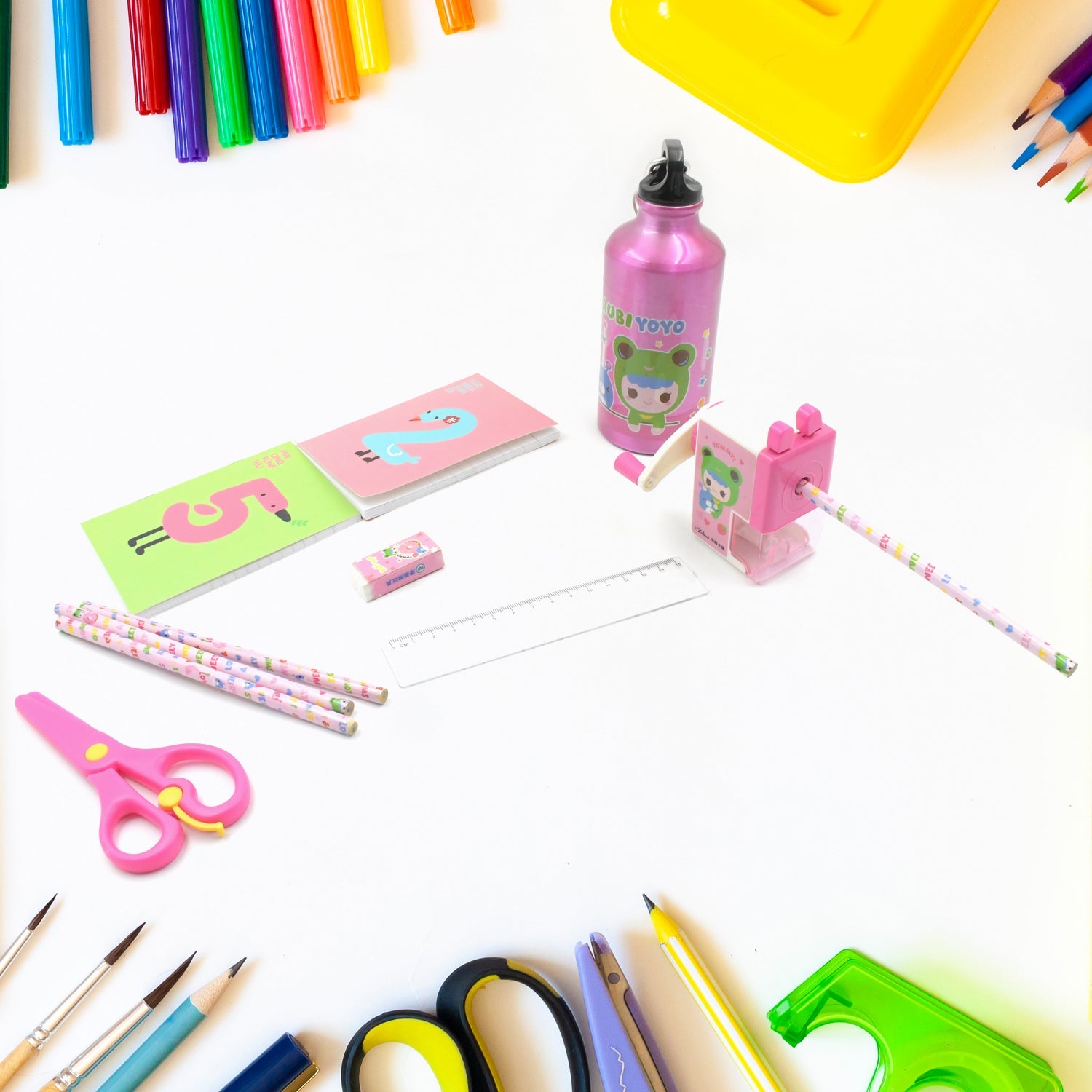 12-Piece Stationery Set: Pencil Box, Pencils, Erasers & More - jugaad.shop