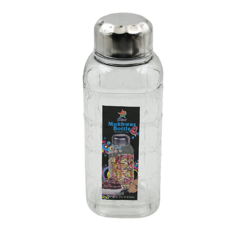 Plastic Transparent Mukhwas Bottle With Steel Cap / Mouth Freshener / Dryfruits Multipurpose Air Tight and BPA Free Kitchen Storage Bottle (1 Pc) - jugaad.shop