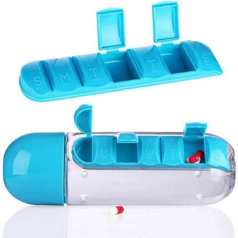 Pill & Vitamin Bottle, Water Bottle Multi Functional Use for Traveling & Outdoor Use Water Bottle, Travelling kit, Summer Special Bottle (600 Ml /  Mix Color ) - jugaad.shop