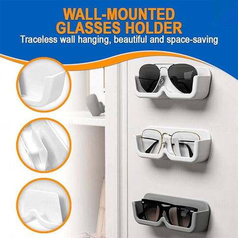 Wall Mount Sunglass Organizer Simple Space Saving Glasses Storage Box Eyewear Stand Holder for Showcase Bedroom Apartment With 2 pc Double Sided Adhesive Sticker (2 Pcs Set) - jugaad.shop