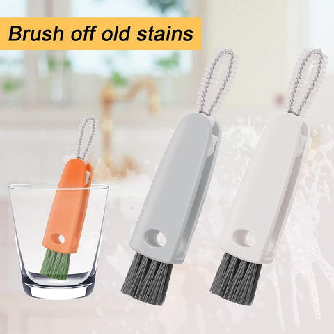 3 in 1 Multifunctional Cleaning Brush Mini Glass Cover Cleaning Brush Bottle Cleaning Brush Set Cup Cleaner Brush Bottle Cap Detail Brush for Bottle Cup Cover Lid Home Kitchen Washing Tool (1 Pc) - jugaad.shop