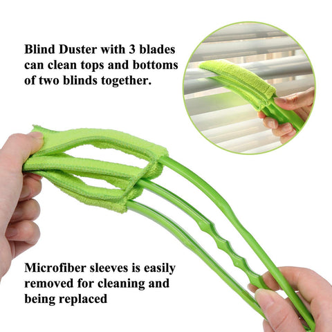 Window Blind Cleaner Duster Brush with Microfiber Sleeves - Blind Cleaner Tools for Window Shutters Blind Air Conditioner Jalousie Dust - jugaad.shop