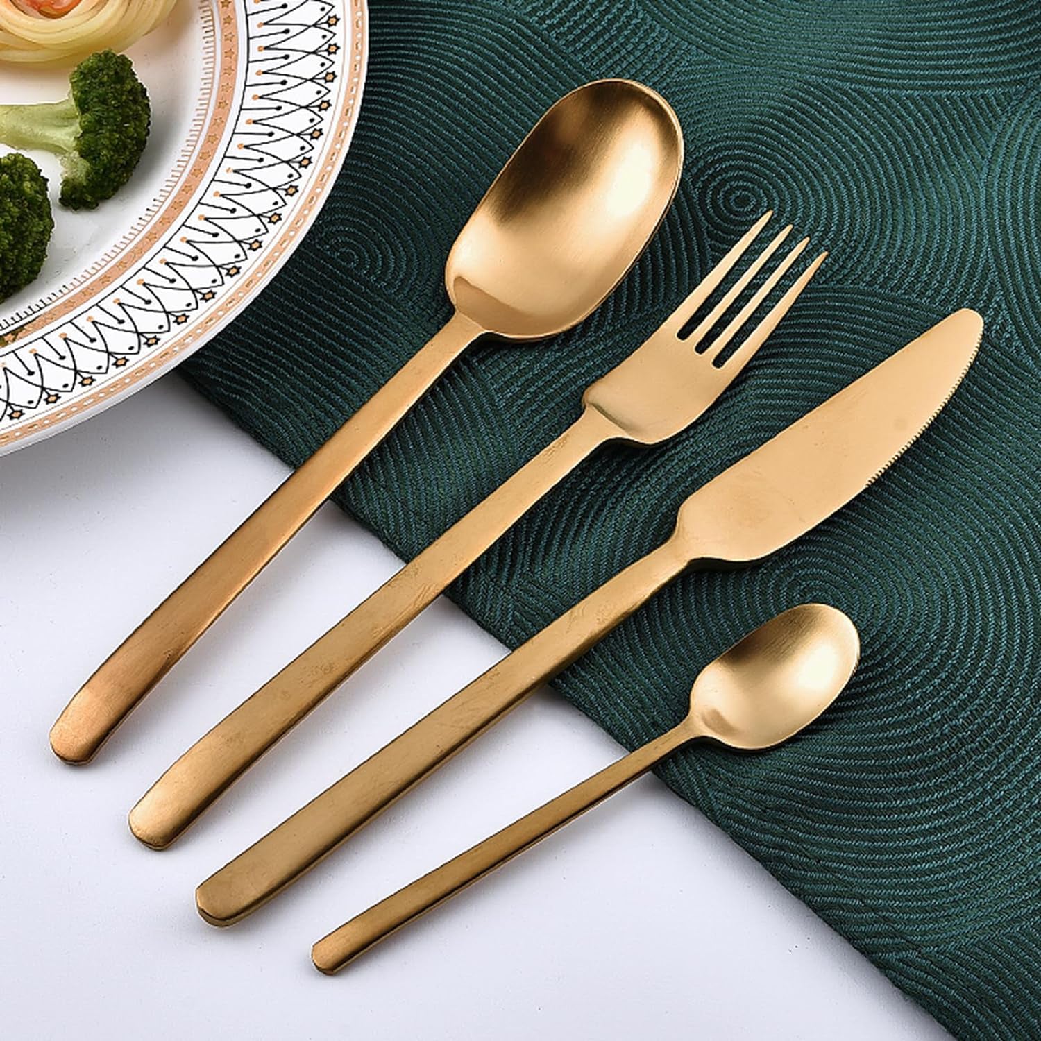 Unique Golden Egg Storage Modern Tableware Steak Knives Fork Flatware Set Royal Spoon Set Tableware Gold Cutlery Set Dishwasher Safe Mirror Finished With Gift Box for Halloween 24Pcs Set) - jugaad.shop