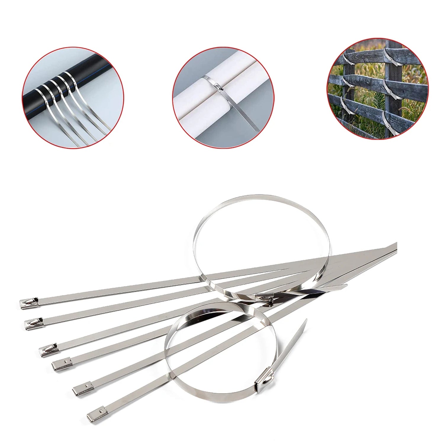 Stainless Steel Cable TIE Used for Solar, Industrial and Home Improvement Multipurpose HIGH Strength, Self-Locking Zip Ties, Multi-purpose Tie, Portable Rustproof 100Pcs Wide Application Zip Tie Set for Building (4.6x100MM /  100 pcs Set) - jugaad.shop