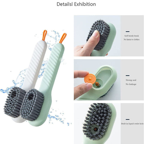 Multifunctional Scrubbing Brush with Liquid / Soap Dispenser, Cleaning Brush with Liquid / Soap Dispenser, Shoe Brush for Cleaning, Cloth Cleaning Brush with Handle Liquid Shoe Brush For Shoe Clothes (1 Pc) - jugaad.shop