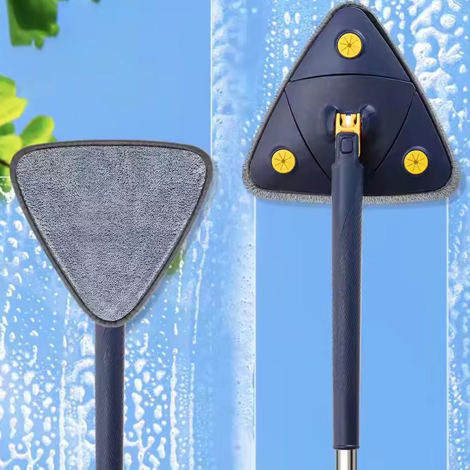 Rotatable Adjustable Triangle Cleaning Mop Triangle Mop with Stainless Steel Long Handle Push-Pull Squeezing Cleaning Mop Dry & Wet Mop for Floor Windows (1 Pc) - jugaad.shop