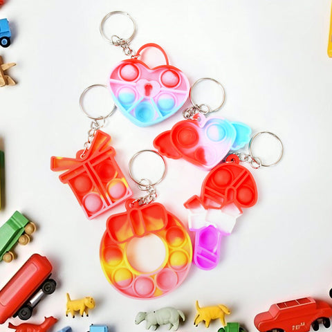 Compact Silicone Pop it Keychain Toy - Birthday Return Gift of Kids - Portable Bubble Popping Fun Stress Relief Fidget Toy (mix design | 1 Pc) - jugaad.shop