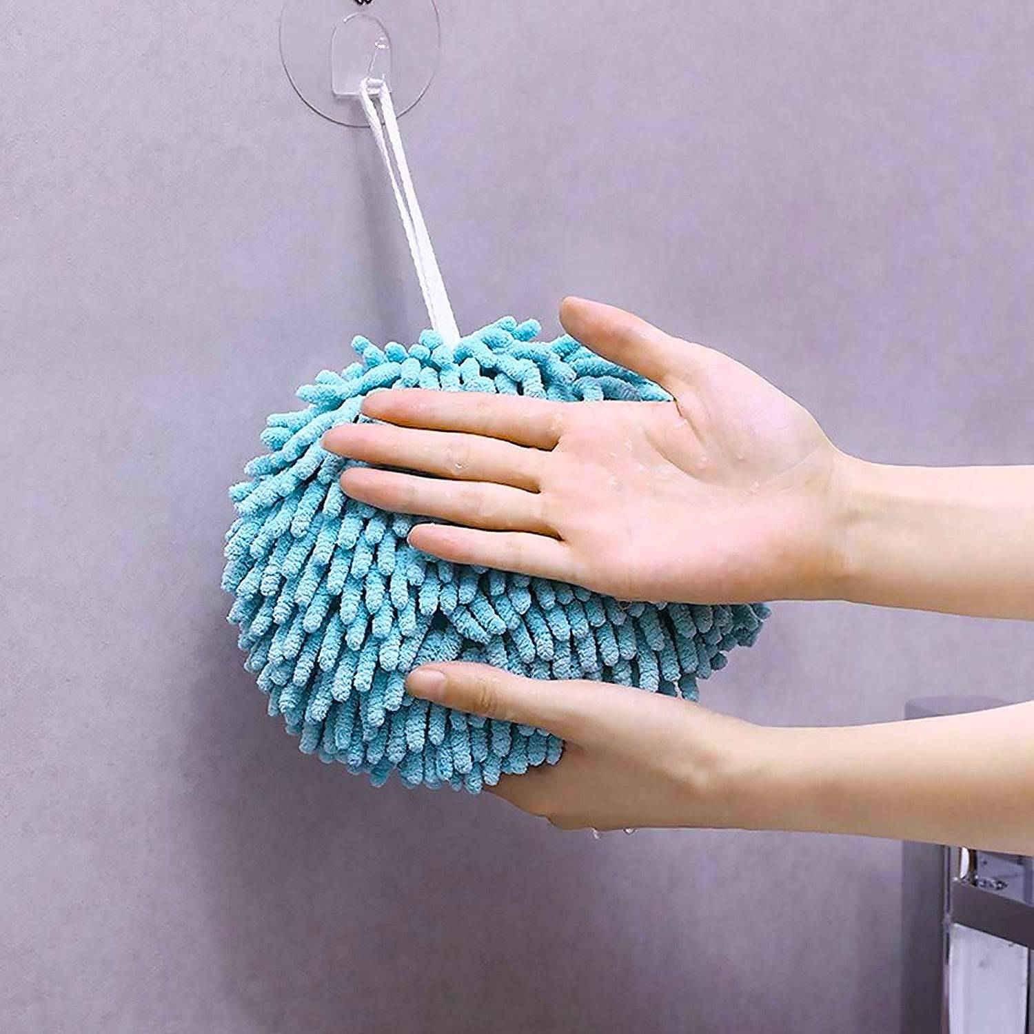 Hand Towels for Bathroom, Kitchen Hand Towel Hand Dry Towels Absorbent Soft Hanging Hand Bath Towels Microfiber Plush Chenille Hand Towel Ball Machine Washable Bathroom with Loop (1 Pc) - jugaad.shop