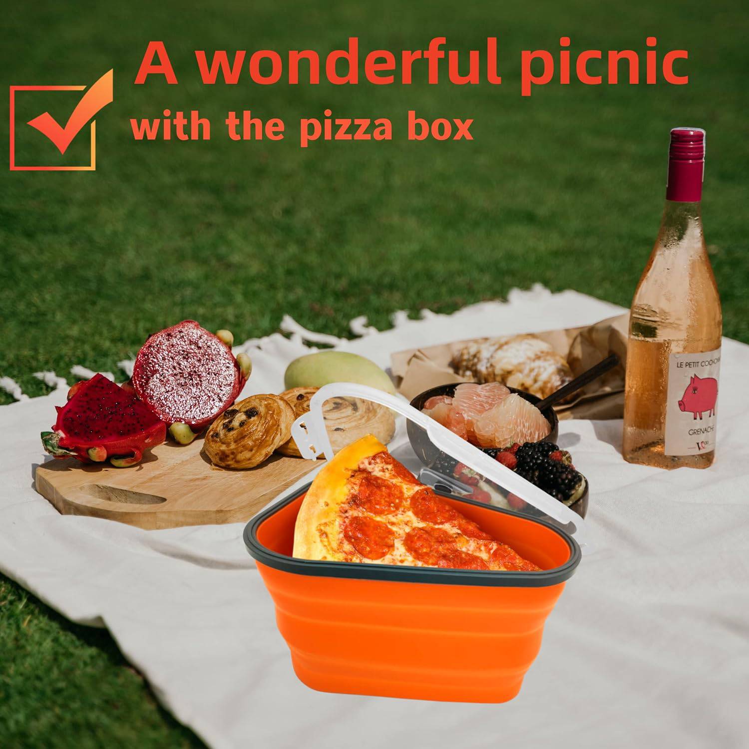 Reusable Pizza Storage Containers with 5 Microwavable Serving Trays, Silicone Container Expandable & Adjustable for Packing Pizza at home / outdoor - jugaad.shop