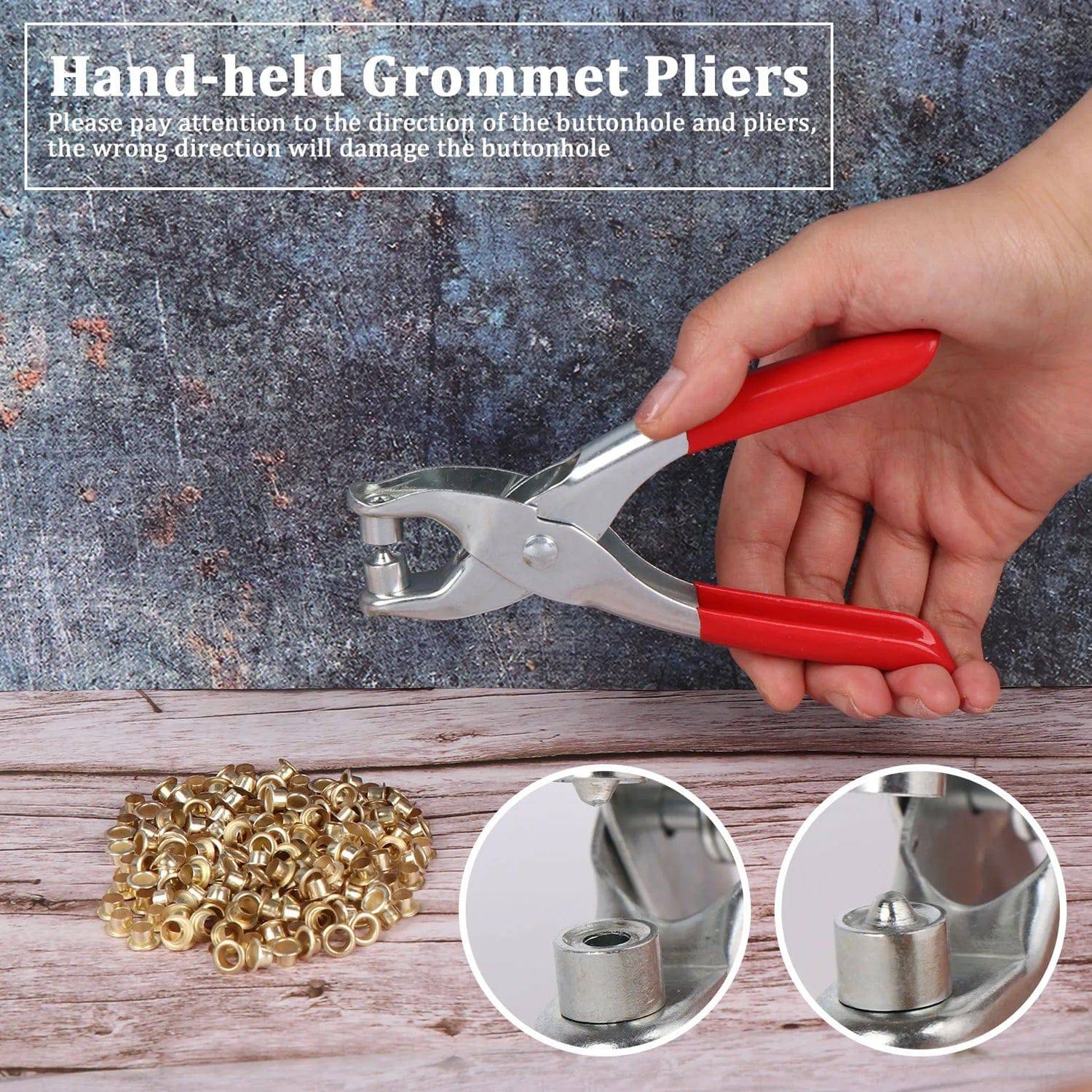 Grommet Setting Tool with 25 PCS Gold Eyelets Grommets Steel Hole Punch Setter Kit for Leather, Canvas, All Fabrics Men and Women Clothes, Shoes, Belts, Bags, Crafts - jugaad.shop