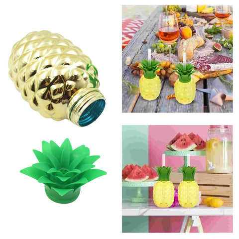 Plastic Pineapple Cups with Straw (1 Pc) - Party Favors, Hawaiian, Beach - jugaad.shop