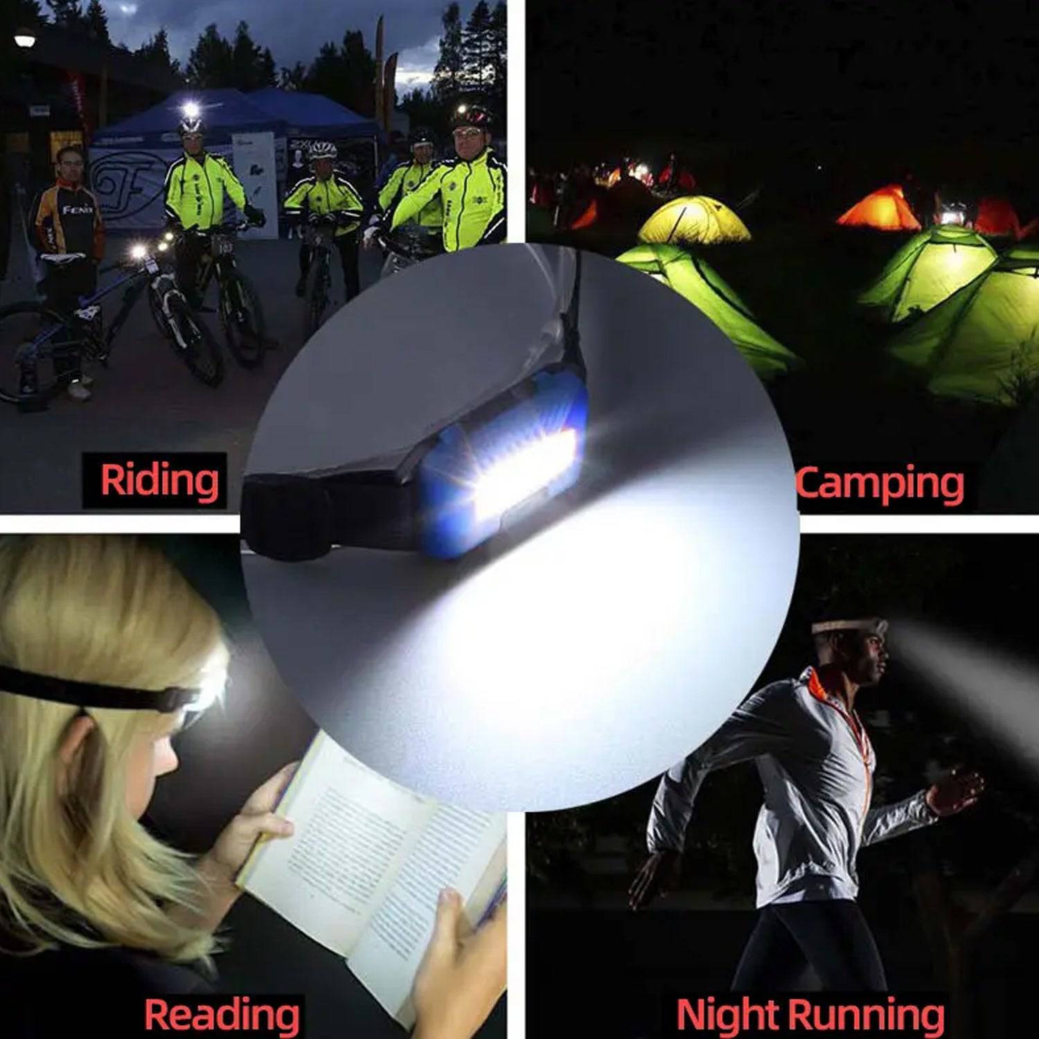 Head lamp Flashlight Waterproof Portable Lantern Headband Light Torch Lamp for Outdoor Camping Hiking Backpack Cycling, Running Hunting 10W Cob(1 Pc) - jugaad.shop