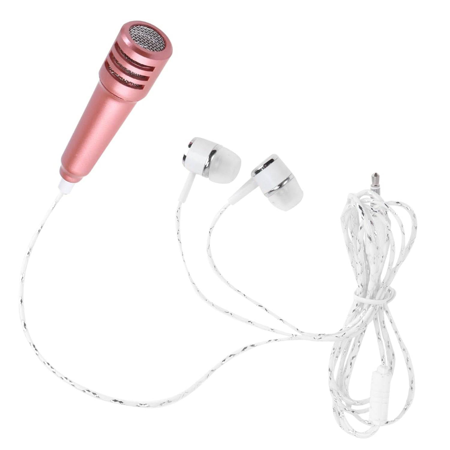 Mini Microphone Mic with Earphone for Voice Recording, Mike Mic Microphone with Handsfree for Mobile Computer, Headphone Handfree Earphone Usb Microphone Vocal Gift Miniature Children (1 Pc) - jugaad.shop