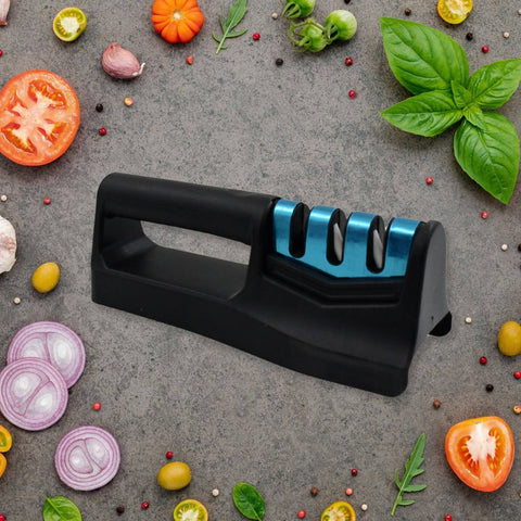 Knife Sharpener for Kitchen | Knife Sharpener with Vegetable Chopper and Fish Scale Remover | Handheld Knives & Pocket Knife Sharpener | Knife Sharpener for Chefs & Serrated Knife (9in1) - jugaad.shop