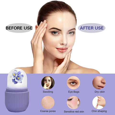 BEAUTY ICE ROLLER FOR FACE MASSAGER & EYE REUSABLE FACE ROLLERS FACIAL ROLLER ( Purple Color) - jugaad.shop