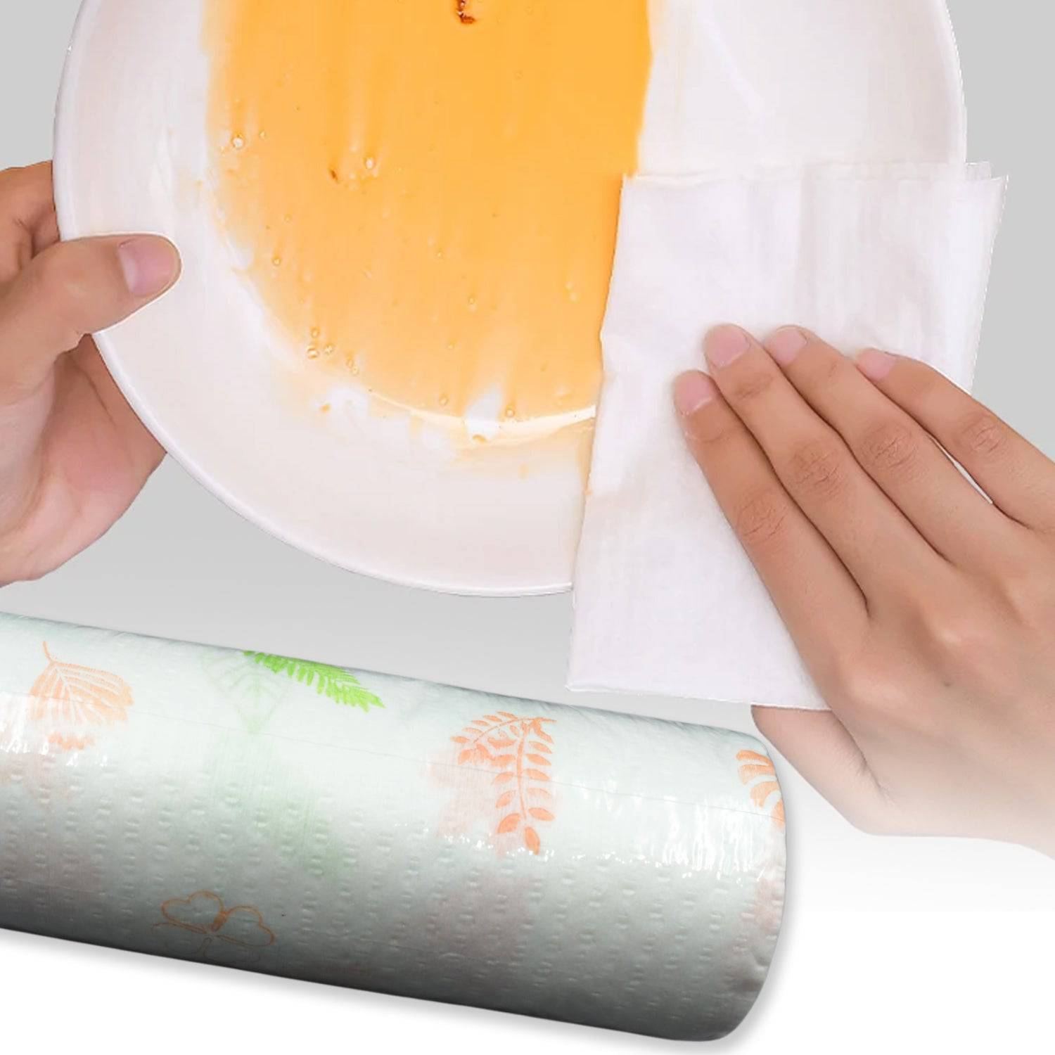 Non Woven Reusable and Washable Kitchen Printed Tissue Roll Non-stick Oil Absorbing Paper Roll Kitchen Special Paper Towel Wipe Paper Dish Cloth Cleaning Cloth 40 sheets / Pulls - jugaad.shop