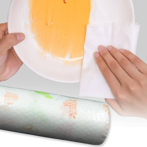 Non Woven Reusable and Washable Kitchen Printed Tissue Roll Non-stick Oil Absorbing Paper Roll Kitchen Special Paper Towel Wipe Paper Dish Cloth Cleaning Cloth 40 sheets / Pulls - jugaad.shop