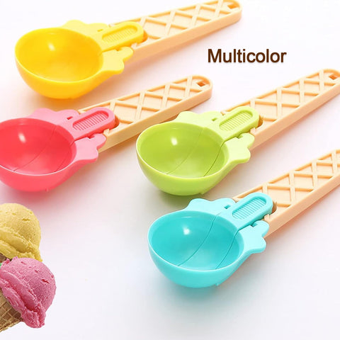 Ice Cream Spoons 2pcs Plastic Water Melon Scoopers with Trigger Dipper and Adults for Summer Party Ice Cream Scoop, Food Serving Spoon Kitchen Tools Ice Cream Digging Spoon Household Spoons Cupcake Spoons Aps Fruit Ball Player (2 Pc) - jugaad.shop