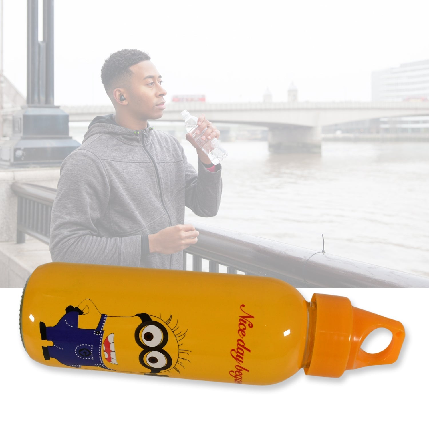 PORTABLE GLASS WATER BOTTLE, CREATIVE GLASS BOTTLE WITH GLASS WATER ( Mix Design) - jugaad.shop