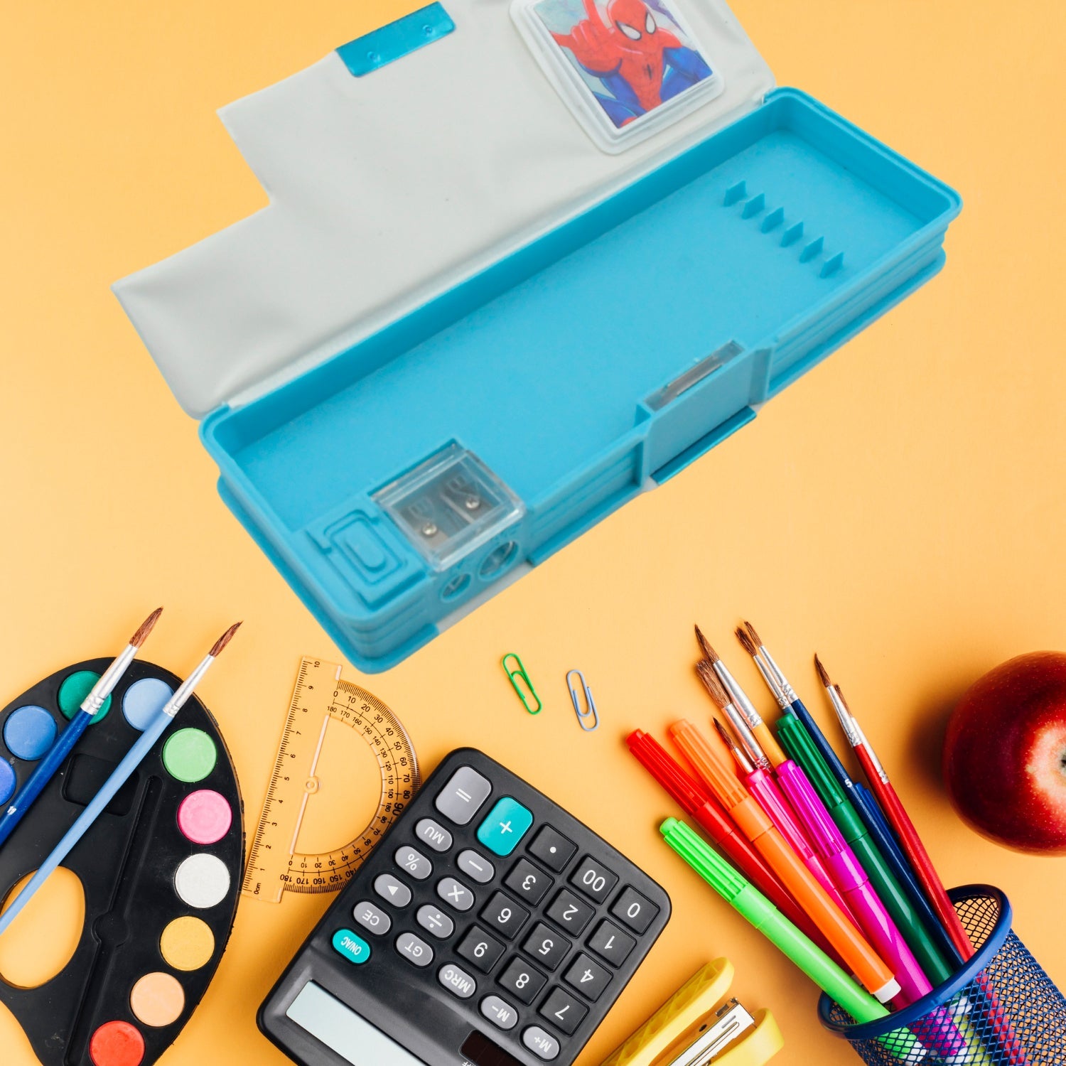 Cartoon Multi-functional Geometry Box with Calculator & Double Sharpener - jugaad.shop