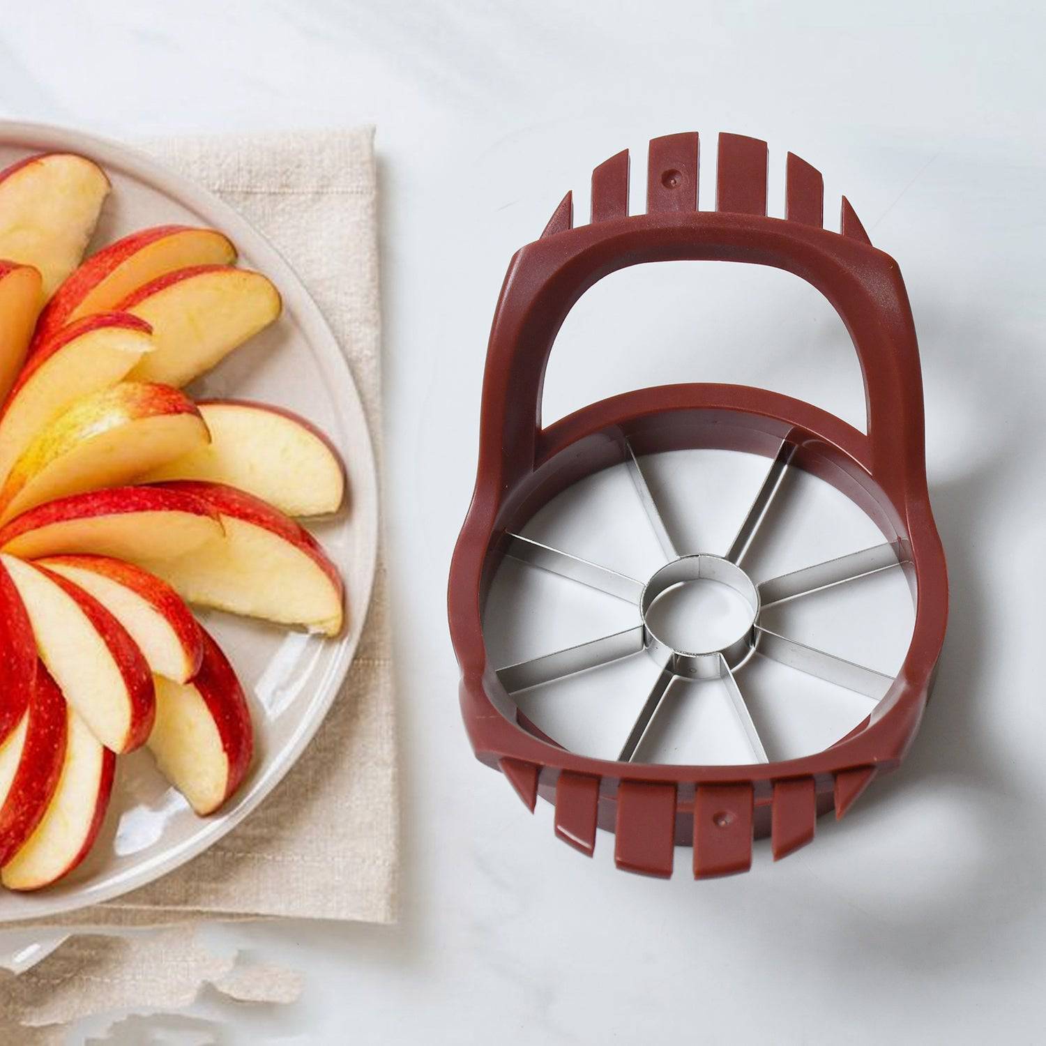 stainless steel apple cut, apple slicer, fruit divider, core remover, separator - jugaad.shop