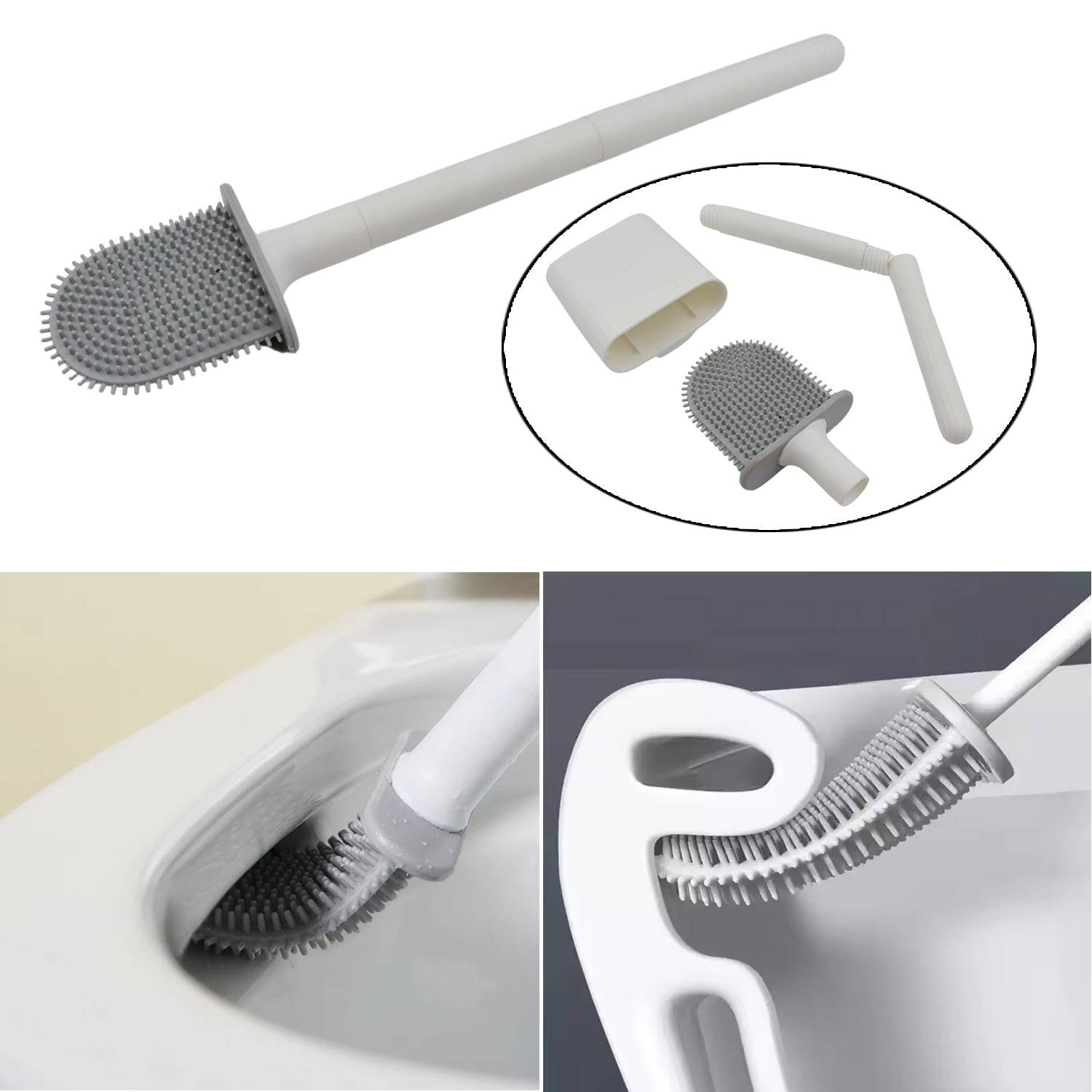 Portable Silicone Toilet Brush with Holder Flex Toilet Brush - Wall Mounted Anti-drip Set Toilet Cleaner Brush | Non-Slip Long Handle Toilet Brush Pack of 1 - jugaad.shop