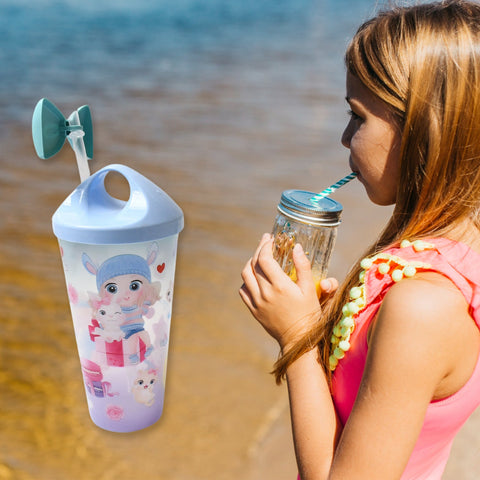 Unicorn Water Bottle with Straw & Lid for Kids (With Light) - jugaad.shop