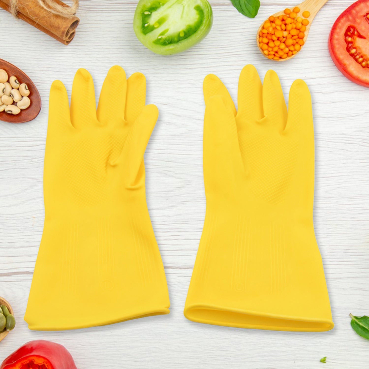 Multipurpose Rubber Cleaning Gloves: Reusable, Wet & Dry Use (1 Pair) - jugaad.shop