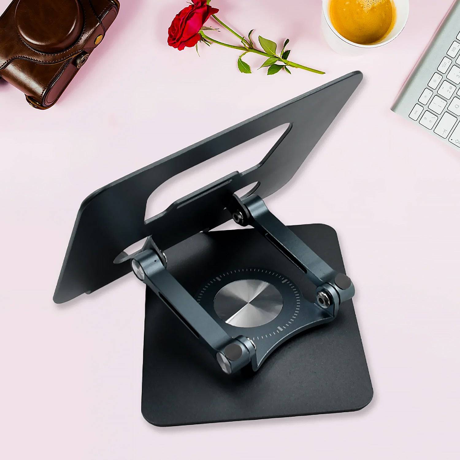 Aluminum Alloy 360°Rotating Bracket, Adjustable Laptop Stand, Portable Foldable Ergonomic Laptop Support - jugaad.shop